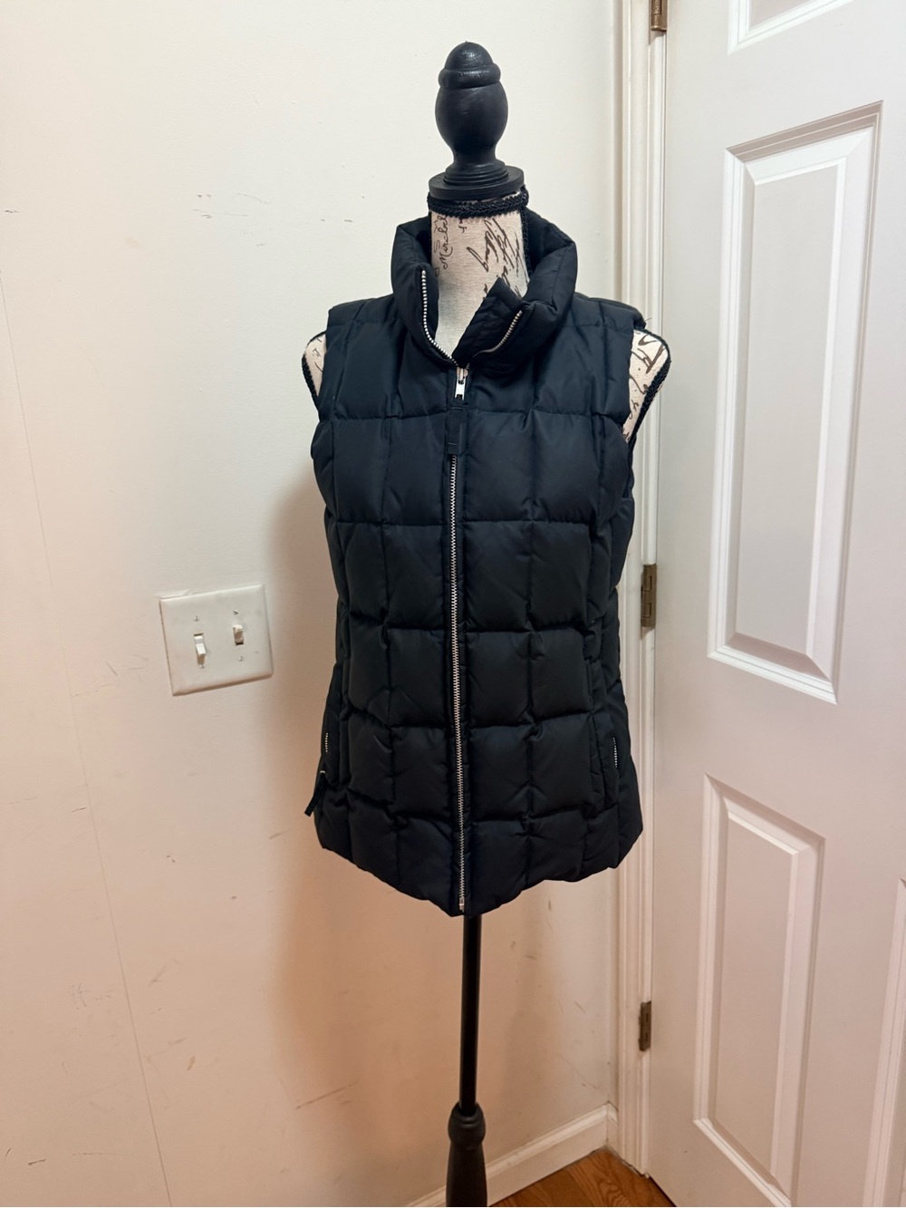 GAP Black Quilted Puffer Vest with High Collar